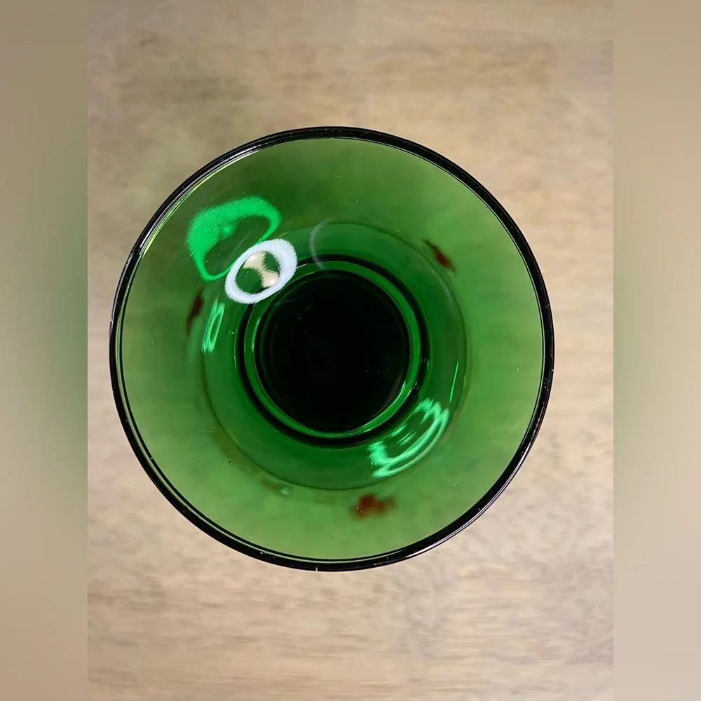 Bockling Roemer Germany Goblet‎ Gold Inlay Green Stem Vintage